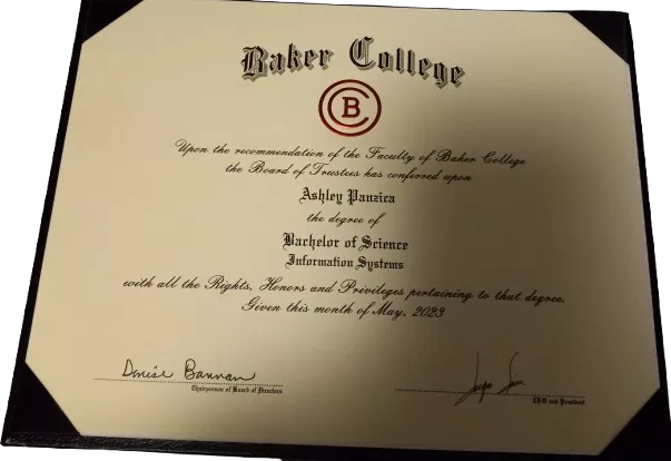 Baker College certififate