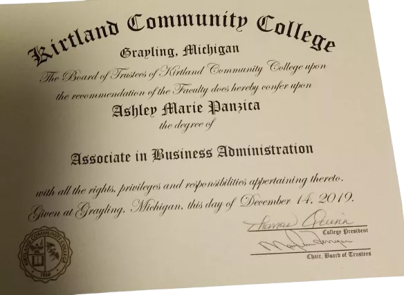 Kirtland College certififate